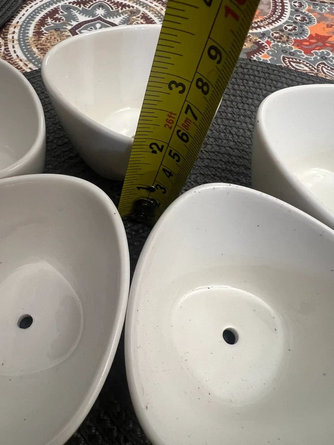 Small White Ceramic Plant Pots with Bamboo Saucers image indicator(3)