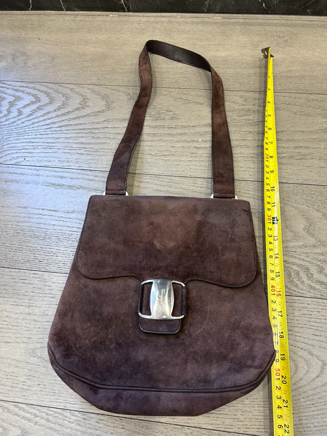Salvatore Ferragamo Brown Suede Shoulder Bag image indicator(2)