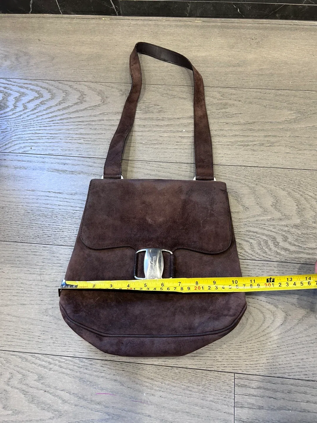 Salvatore Ferragamo Brown Suede Shoulder Bag
