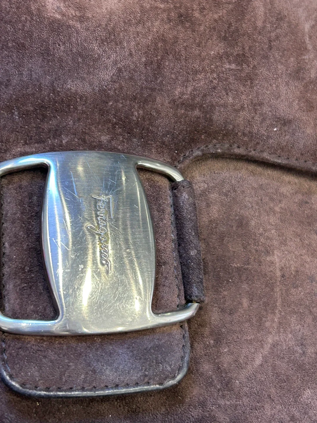 Salvatore Ferragamo Brown Suede Shoulder Bag image indicator(3)