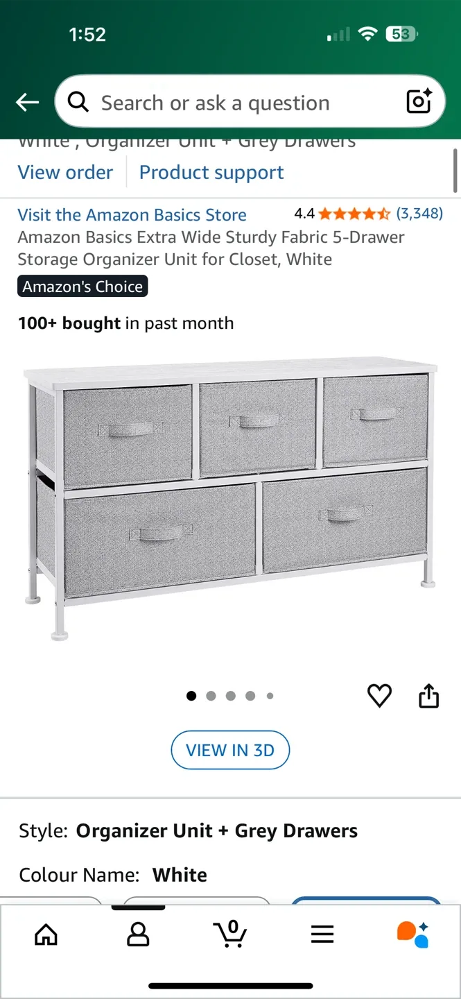 Amazon Basics 5-Drawer Storage Organizer Unit