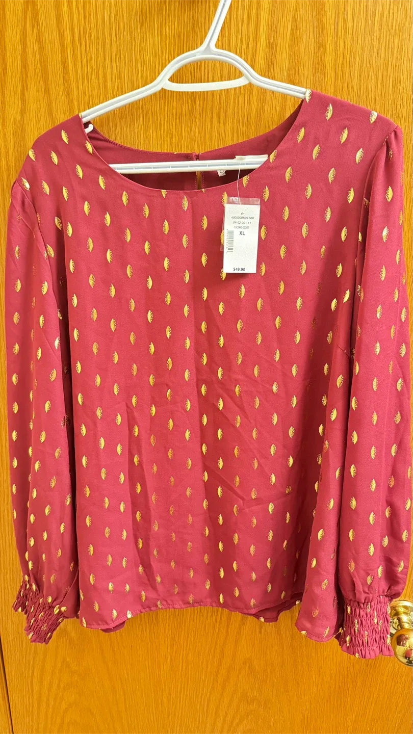 Cleo Hot Pink & Gold Blouse - Size XL