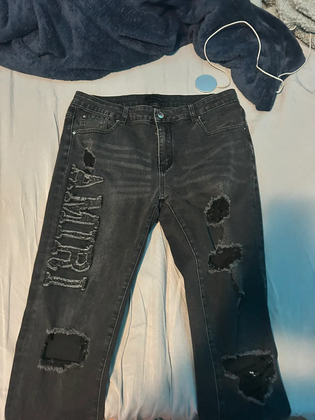 AMIRI Black Distressed Jeans