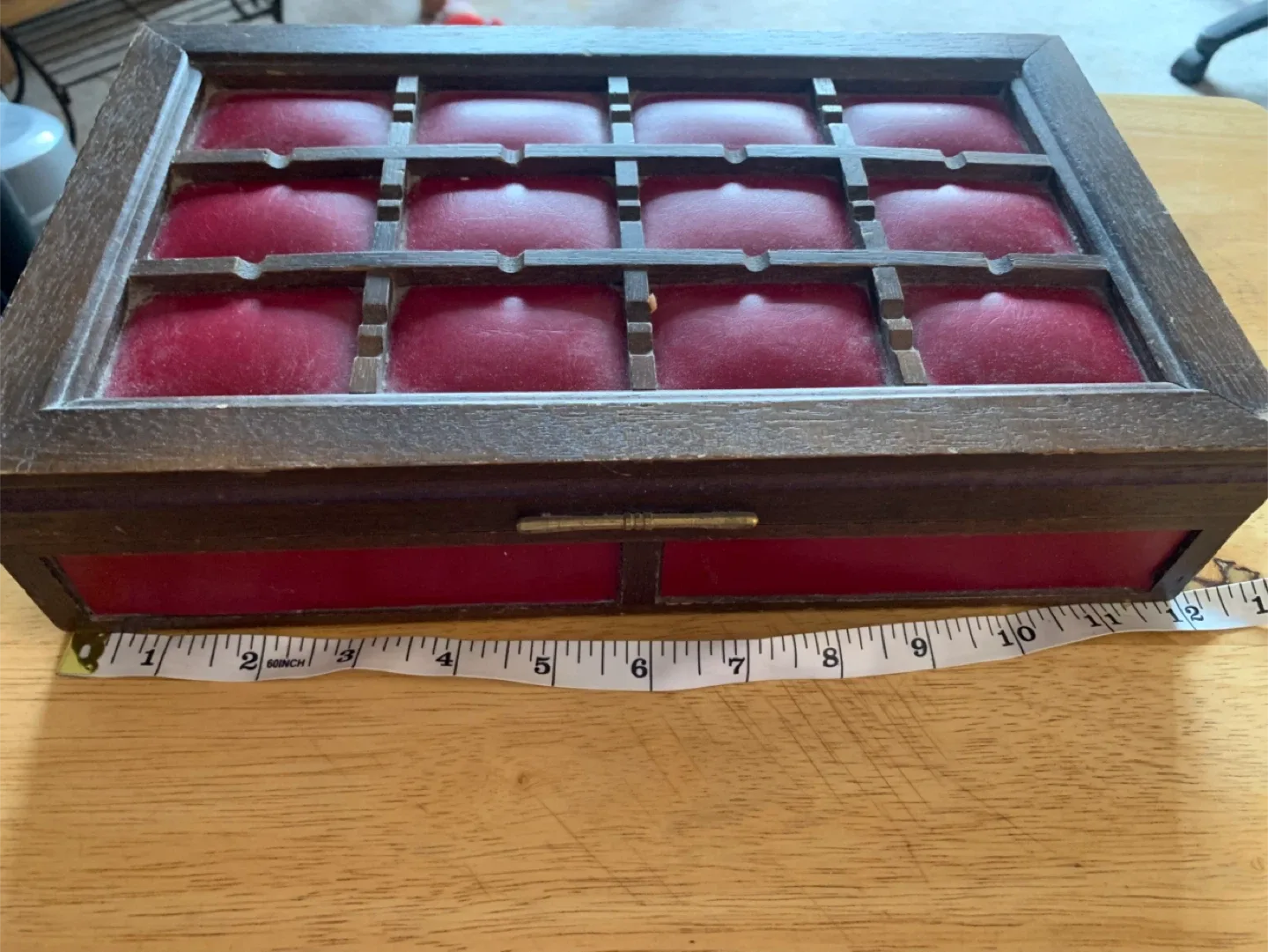 Wooden Jewelry Box with Red Velvet Interior