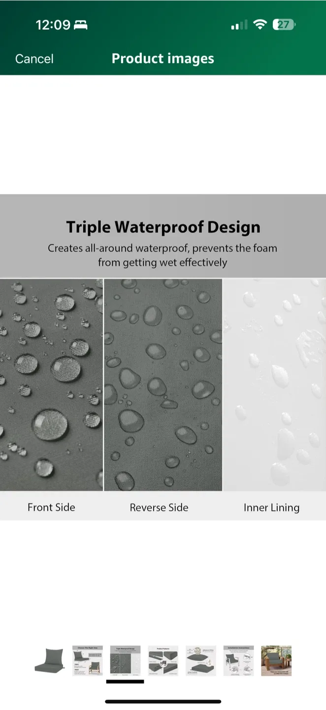 Outdoor Chair Cushion Covers – Dark Grey – 19x19” (Covers Only image indicator(6)