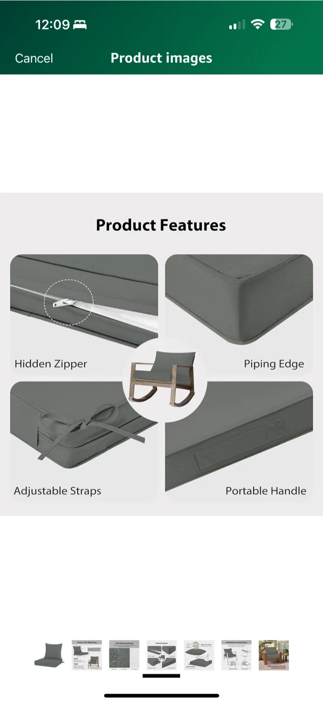 Outdoor Chair Cushion Covers – Dark Grey – 19x19” (Covers Only image indicator(5)