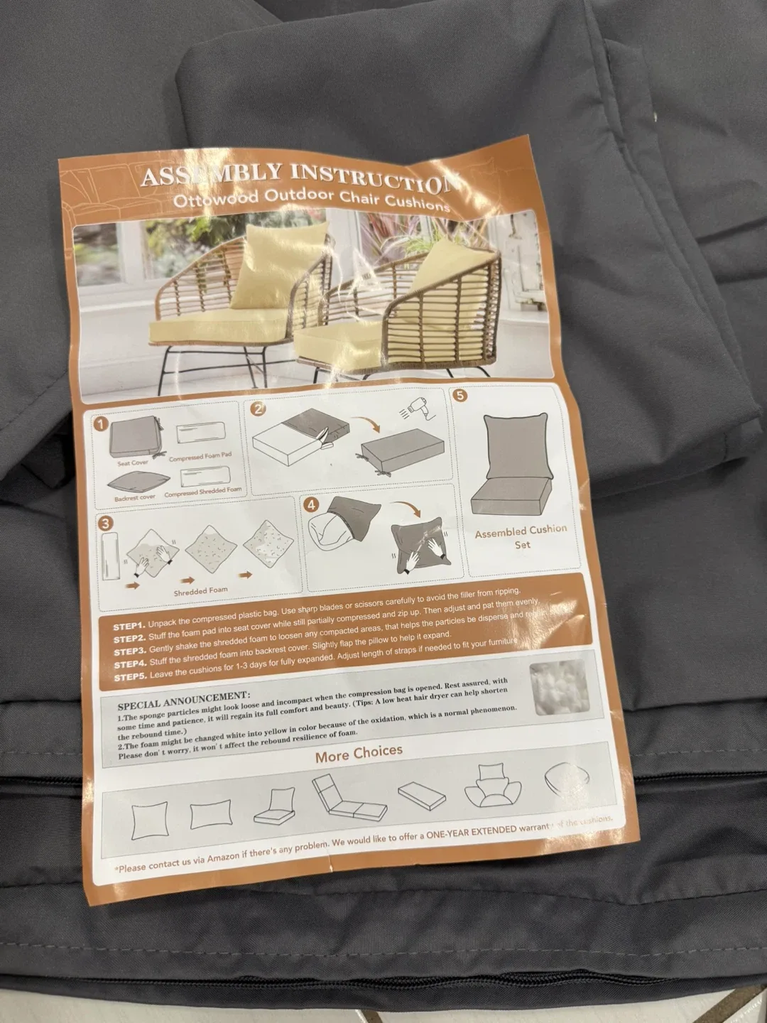 Outdoor Chair Cushion Covers – Dark Grey – 19x19” (Covers Only image indicator(3)