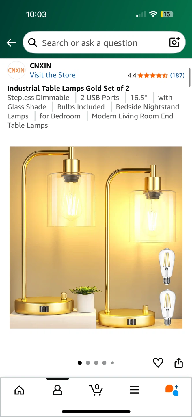 MOVING OUT SALE!!  Industrial Table Lamp - Gold Set of 2