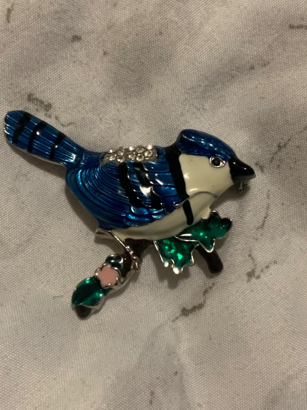 Blue Jay Bird Brooch