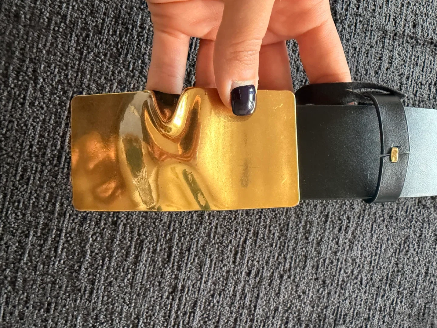 Zara Black Belt with Gold Buckle - Size 80 image indicator(3)