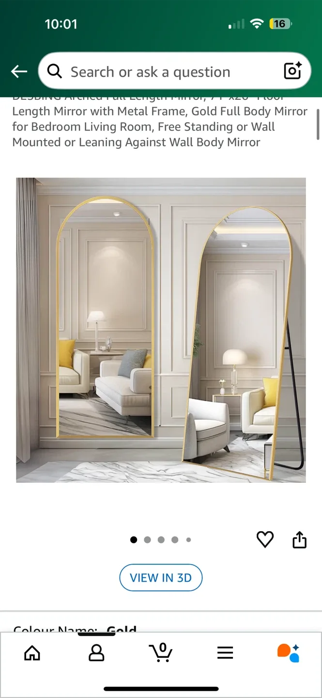 Gold Arched Full Length Mirror