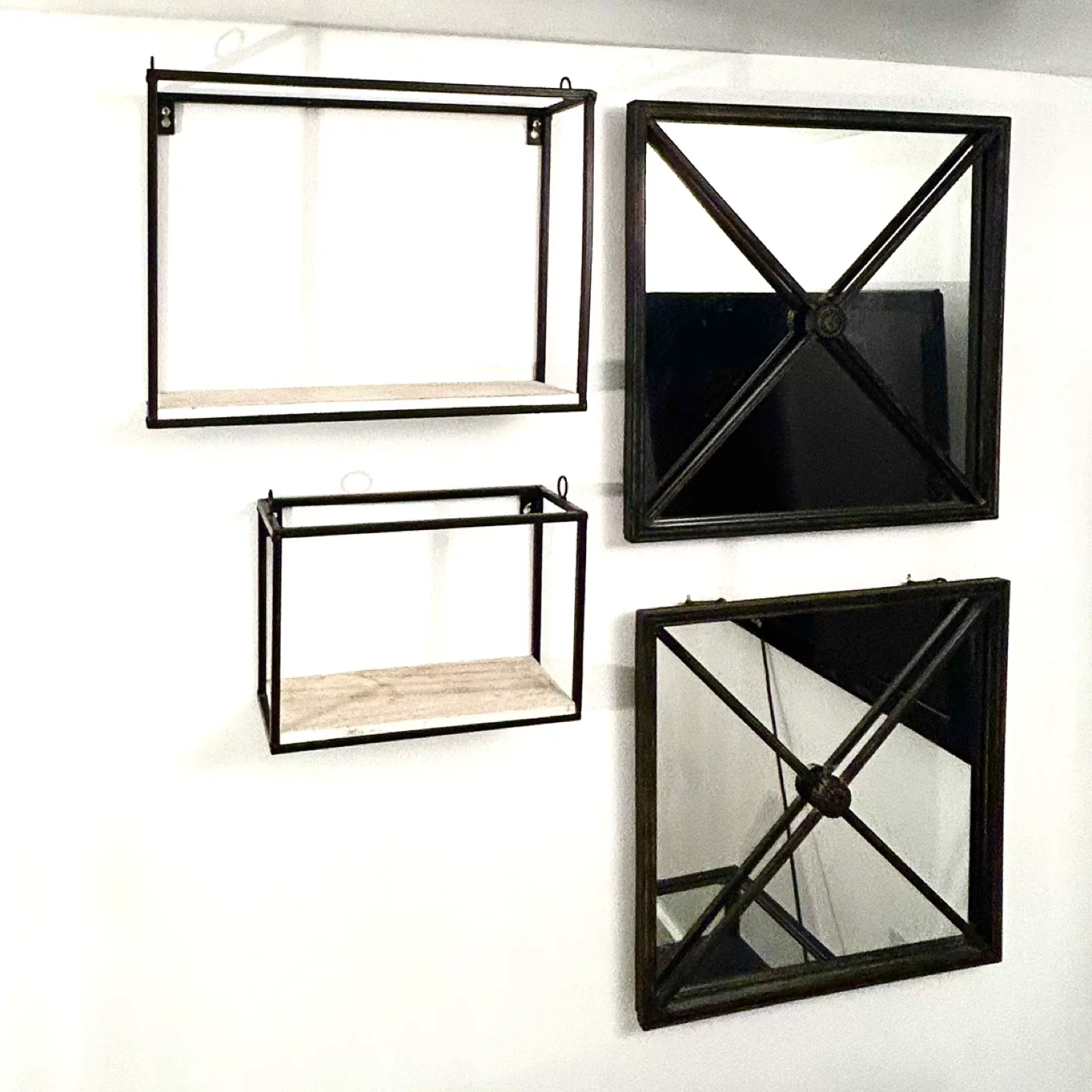 Lot of 5: 3 Wall Shelves & 2 Cast Iron Mirrors Set image indicator(3)