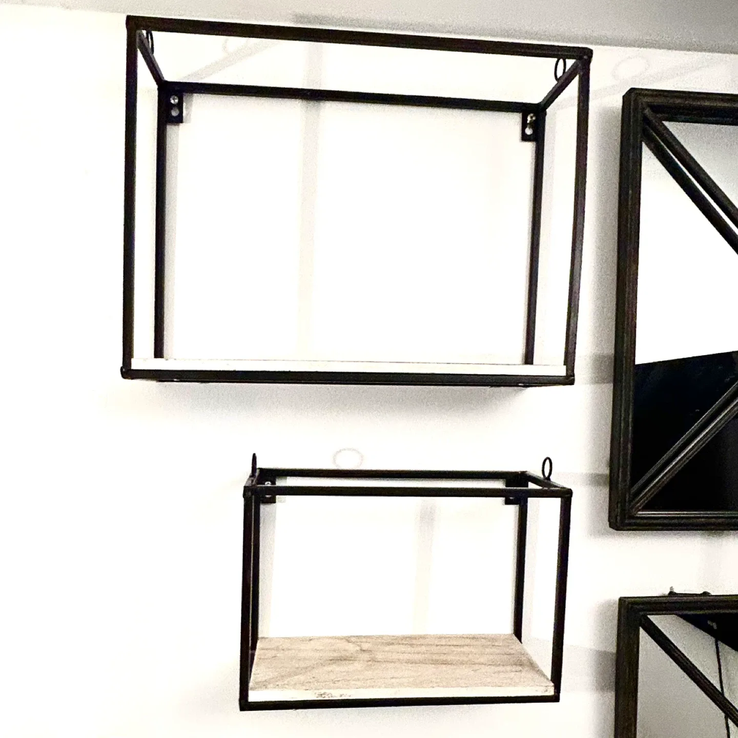 Lot of 5: 3 Wall Shelves & 2 Cast Iron Mirrors Set image indicator(7)