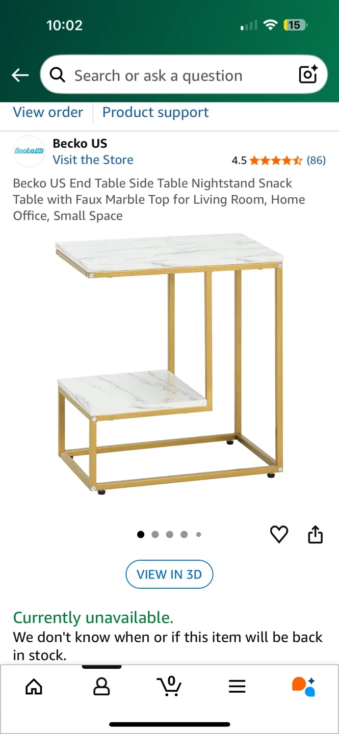 Marble and Gold End Table - Nightstand