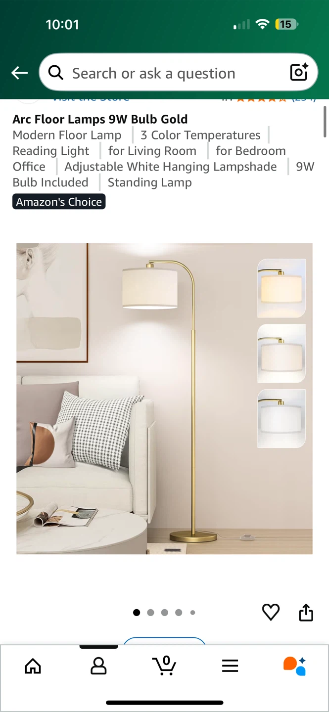 MOVING OUT SALE!!!  Arc Floor Lamp - Gold