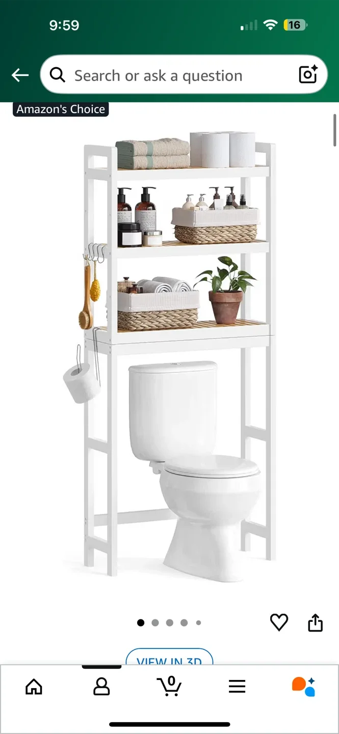 White Over-the-Toilet Storage Shelf