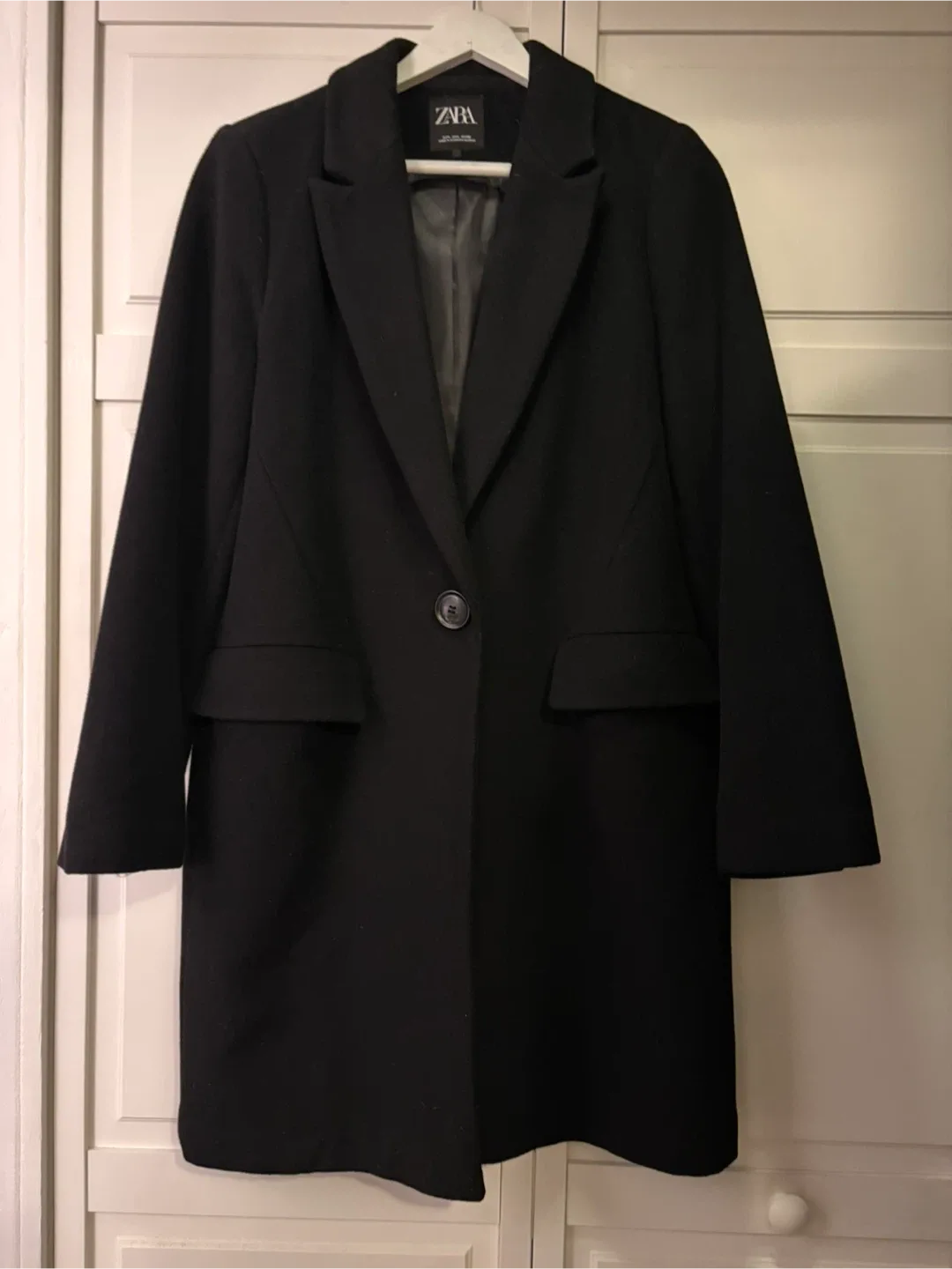 Zara Black Wool Blend Coat (L)