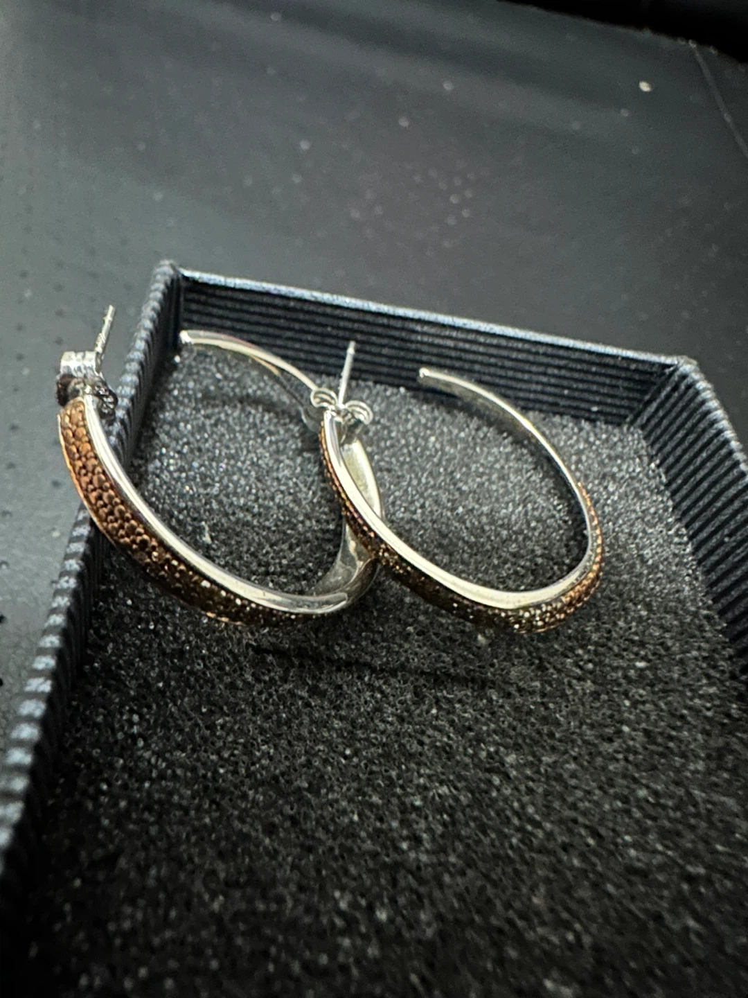 Sterling Silver 925 Hoop Earrings with diamonds