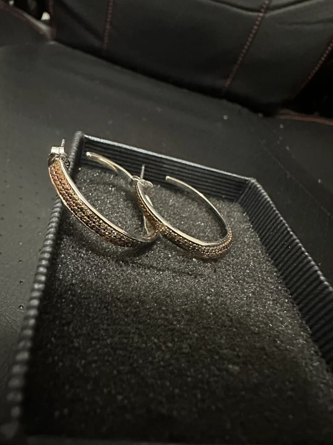 Sterling Silver 925 Hoop Earrings with diamonds image indicator(4)