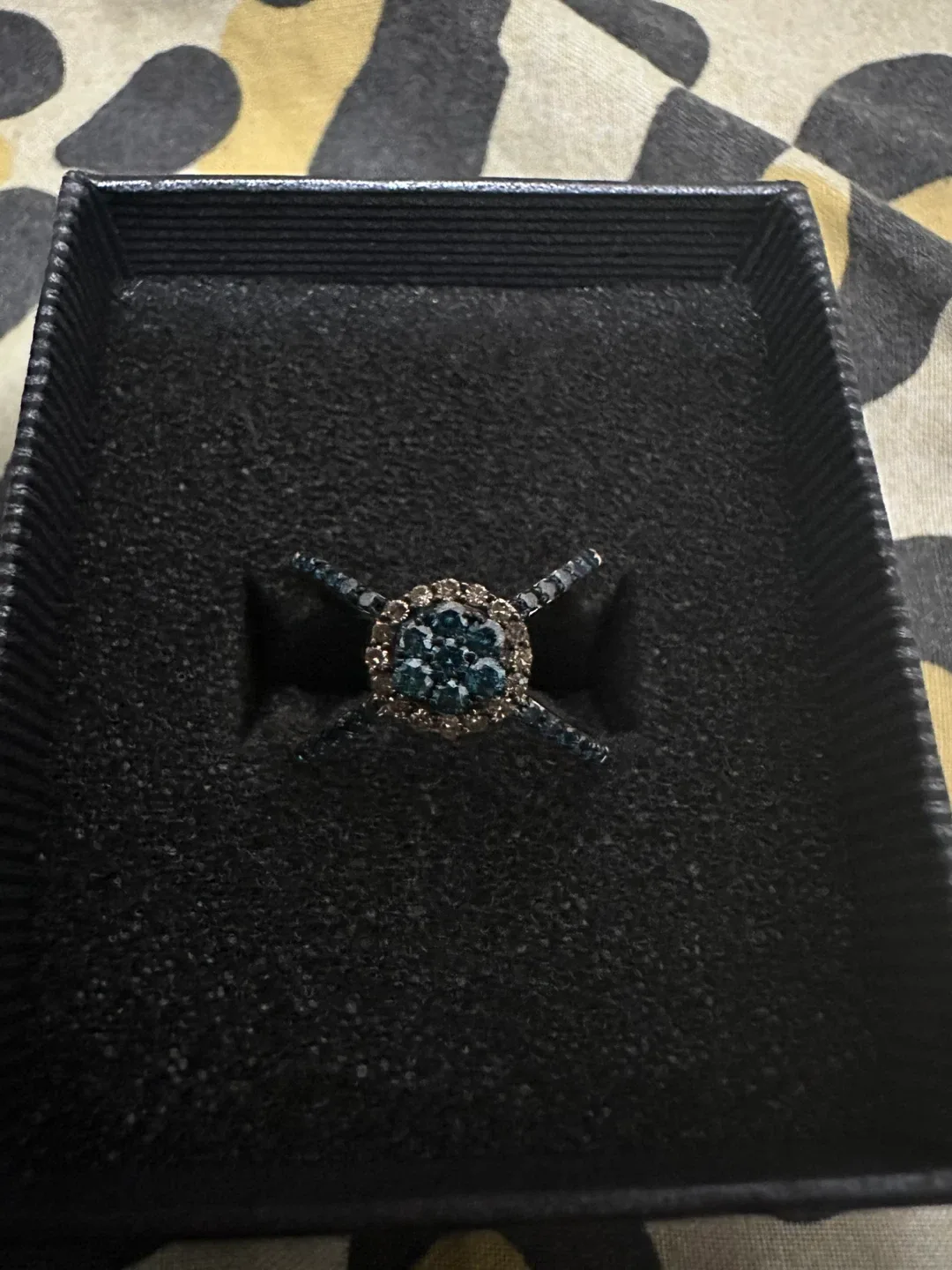 Sterling silver 925 Blue and champagne diamonds, size 5 image indicator(2)