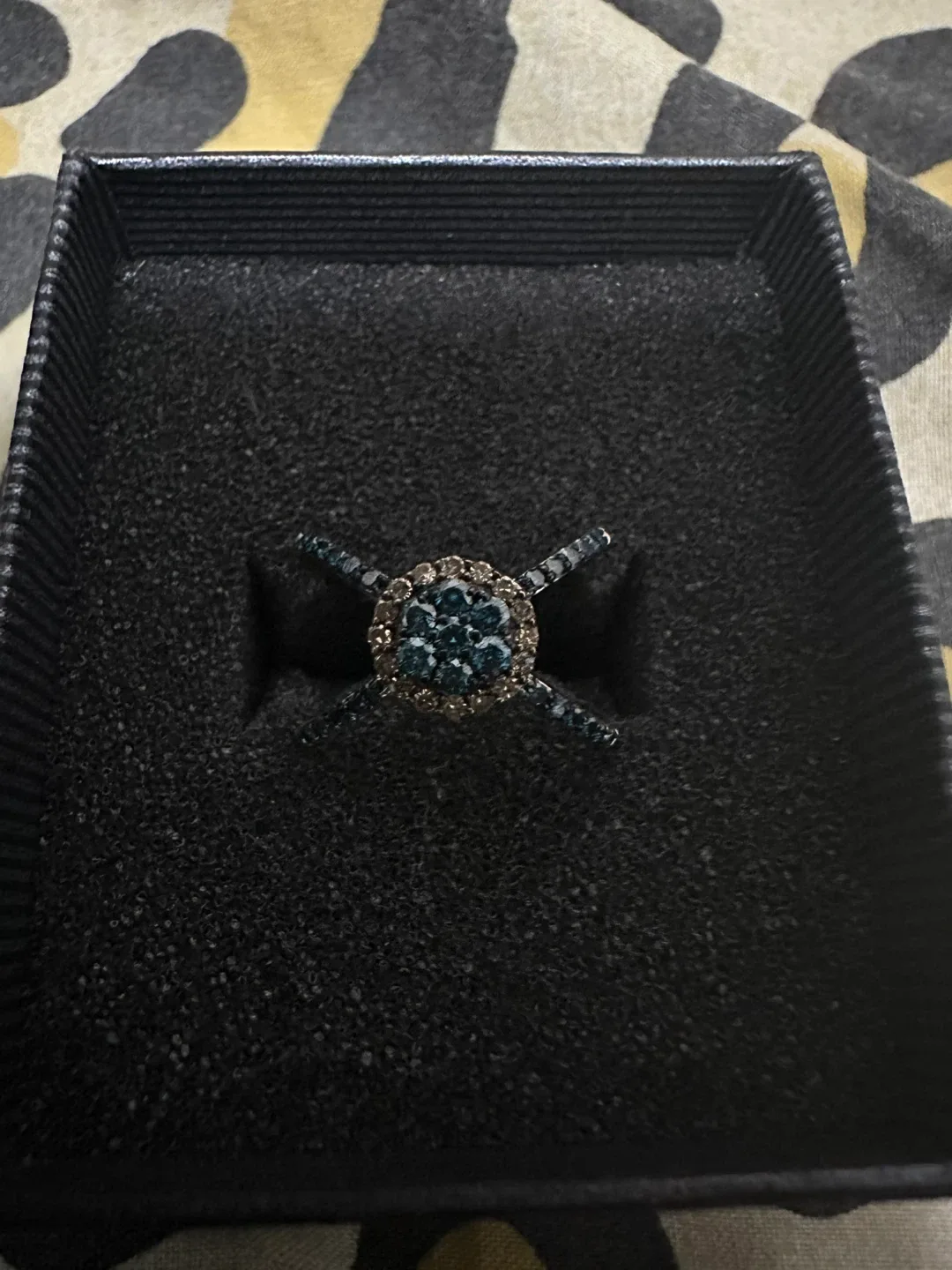 Sterling silver 925 Blue and champagne diamonds, size 5 image indicator(3)