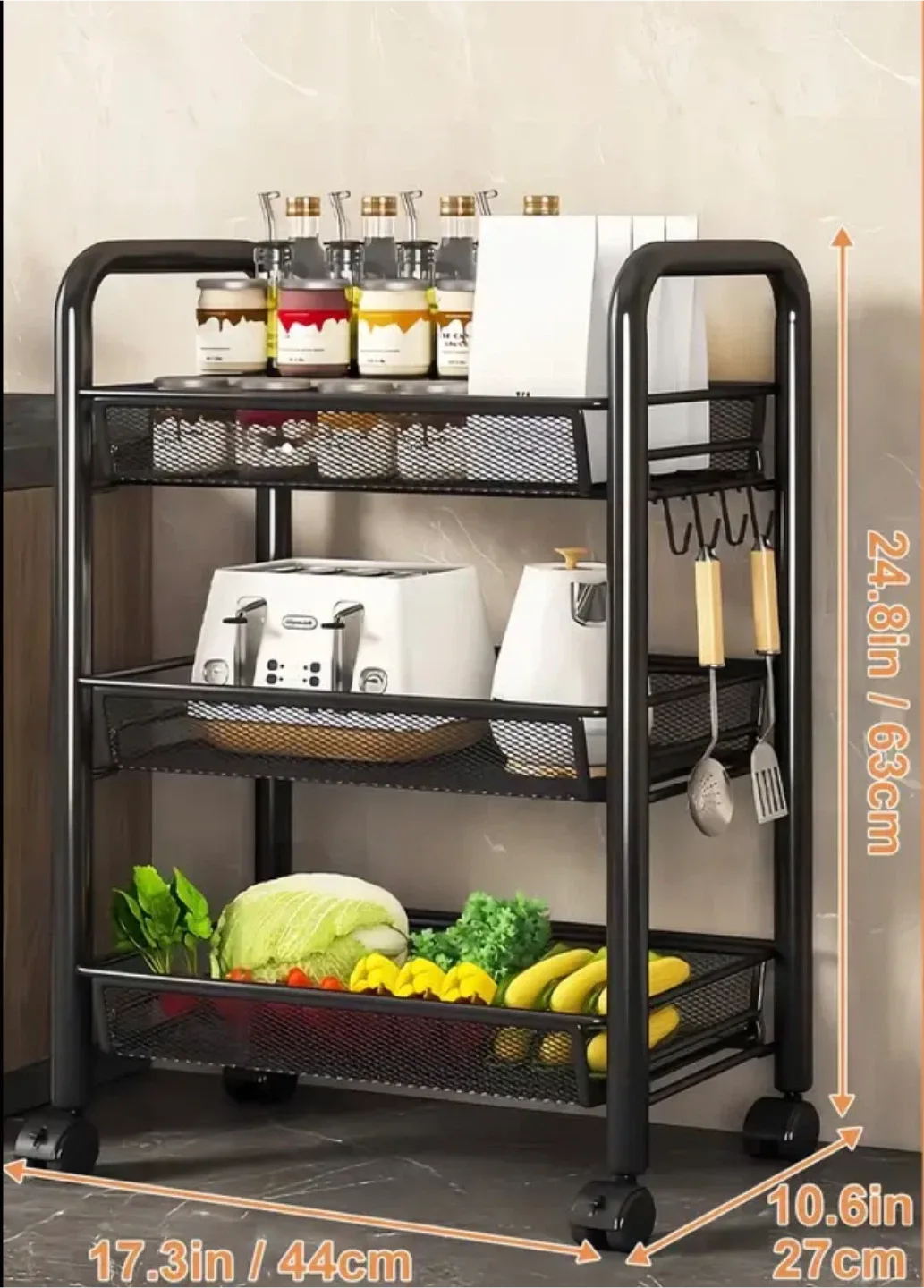 3 layers Rolling Utility Cart - Brand new in box