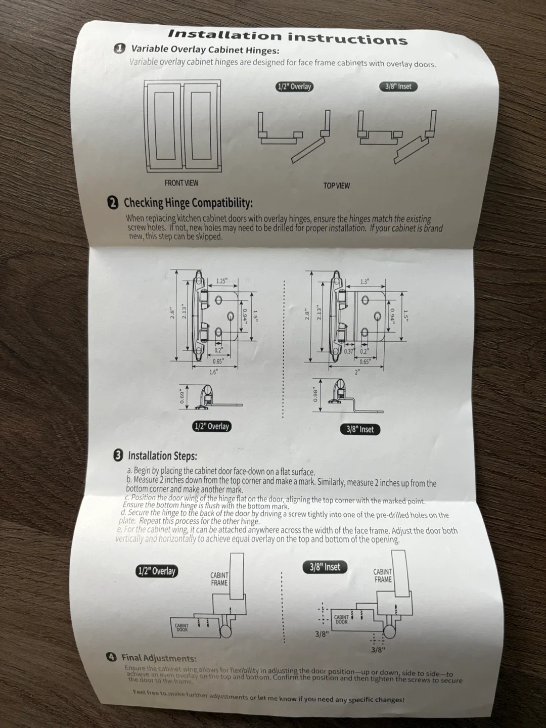 New Chiberry Cabinet Hinges 20 packs image indicator(3)