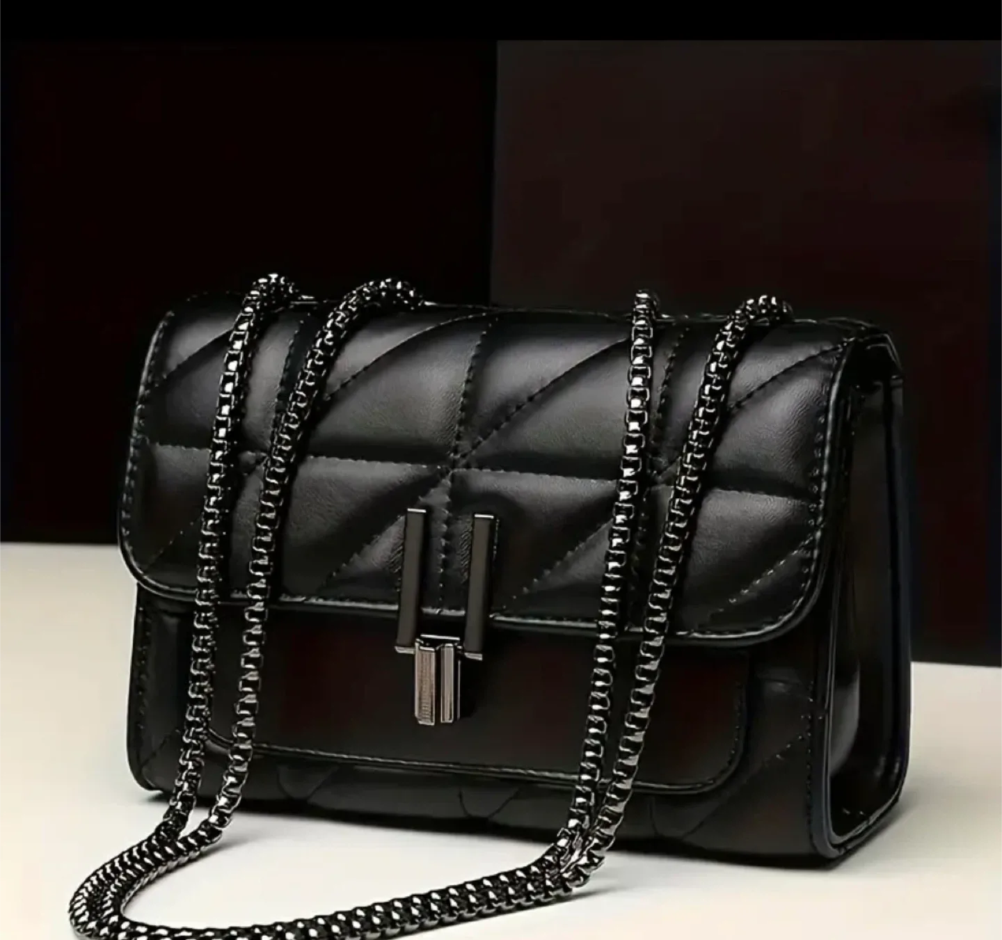 Black Quilted Chain Shoulder Bag