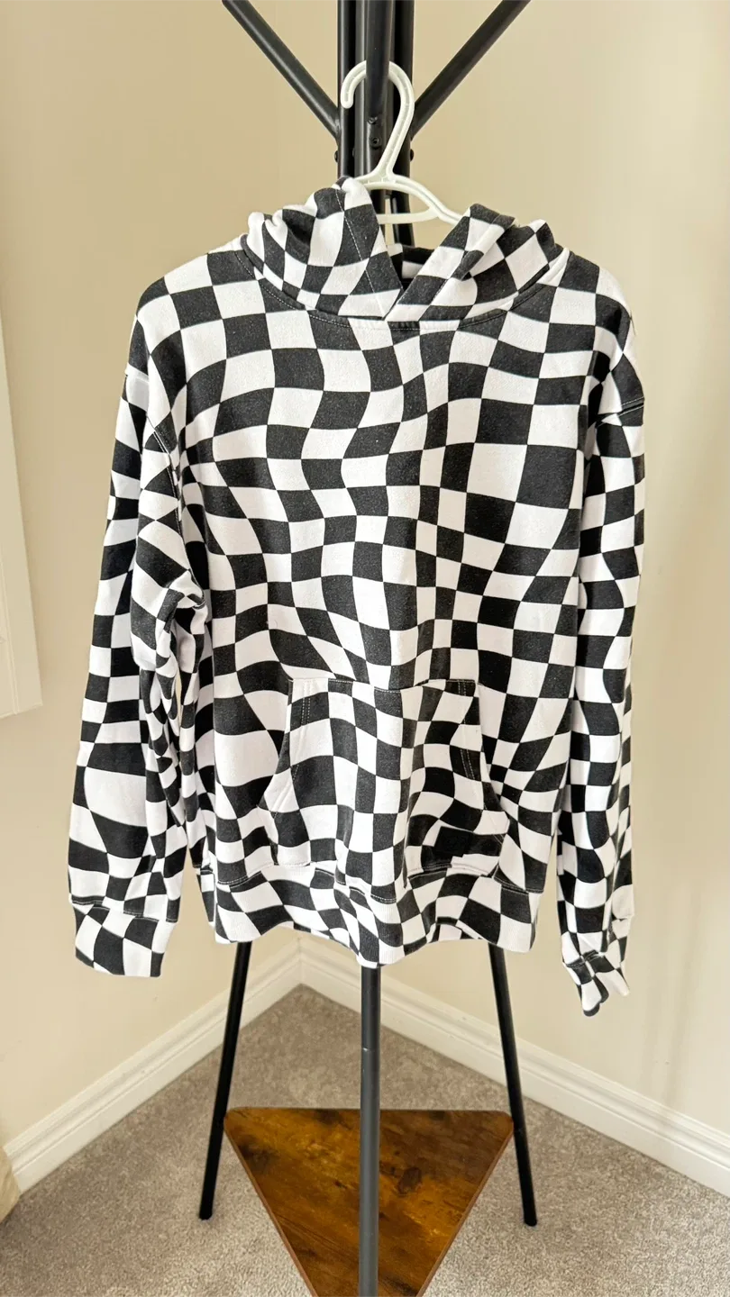 Checkered Hoodie - Black and White
