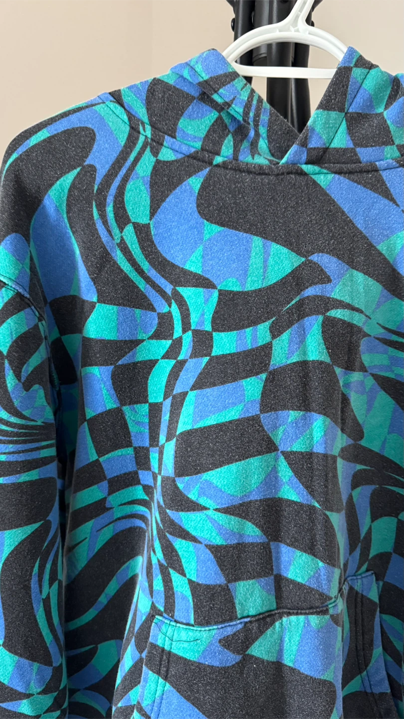 Hoodie - Blue, Green, Black Pattern - photo 2