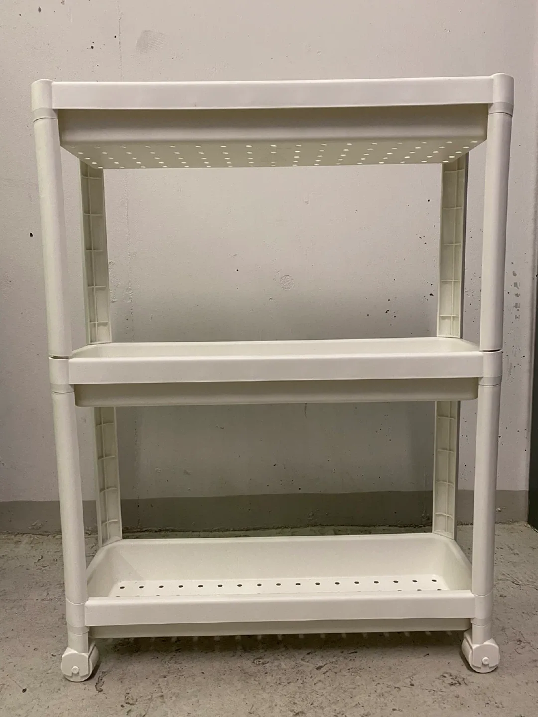 White Plastic 3-Tier Rolling Cart image indicator(2)