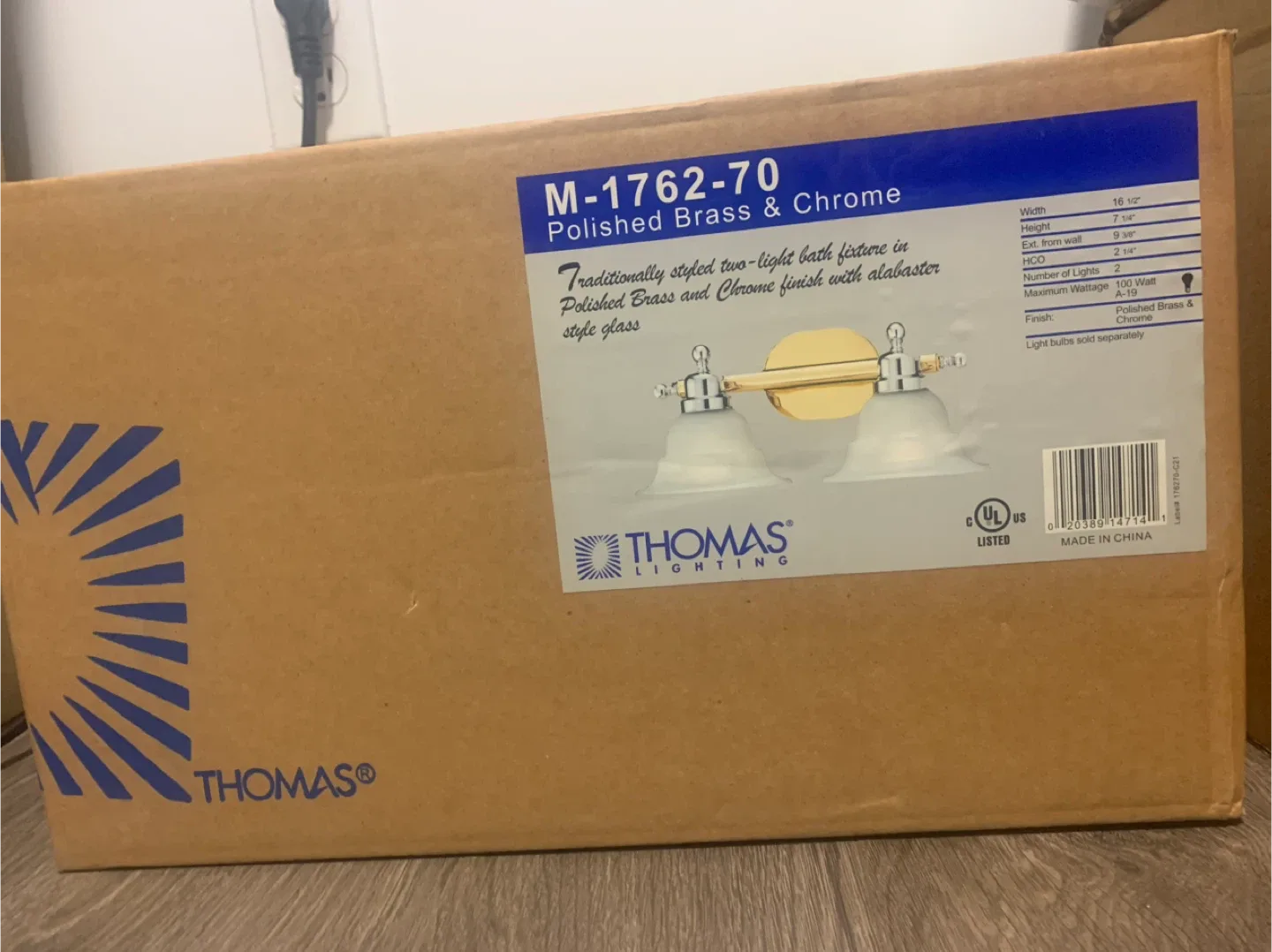 Thomas Lighting M-1762-70 Polished Brass & Chrome Bath Fixture