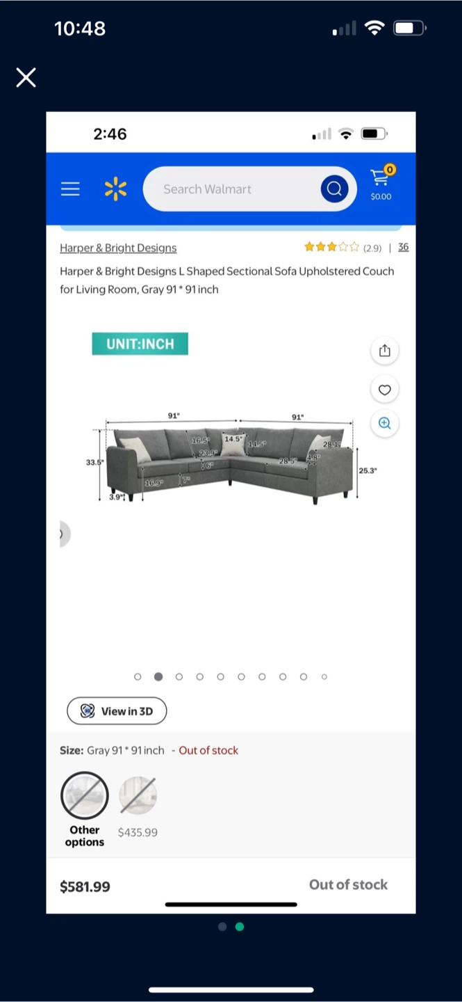 Harper & Bright Designs Gray Sectional Couch 91"x91" - photo 2