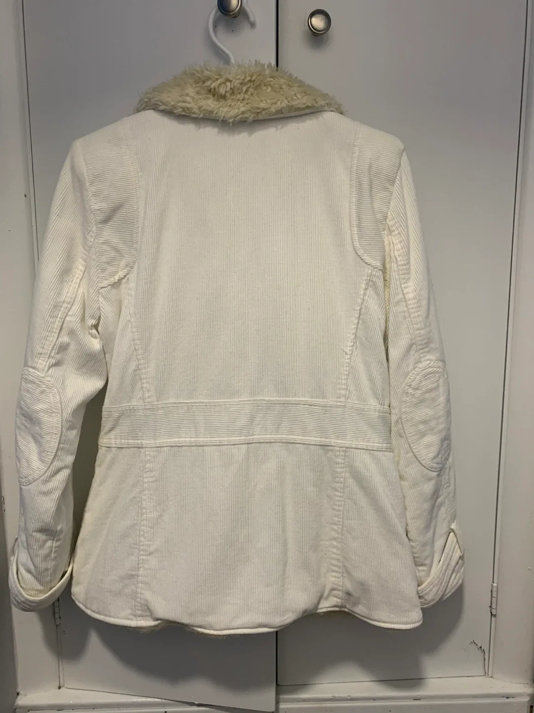 Esprit White Corduroy Jacket with Faux Fur Collar image indicator(3)