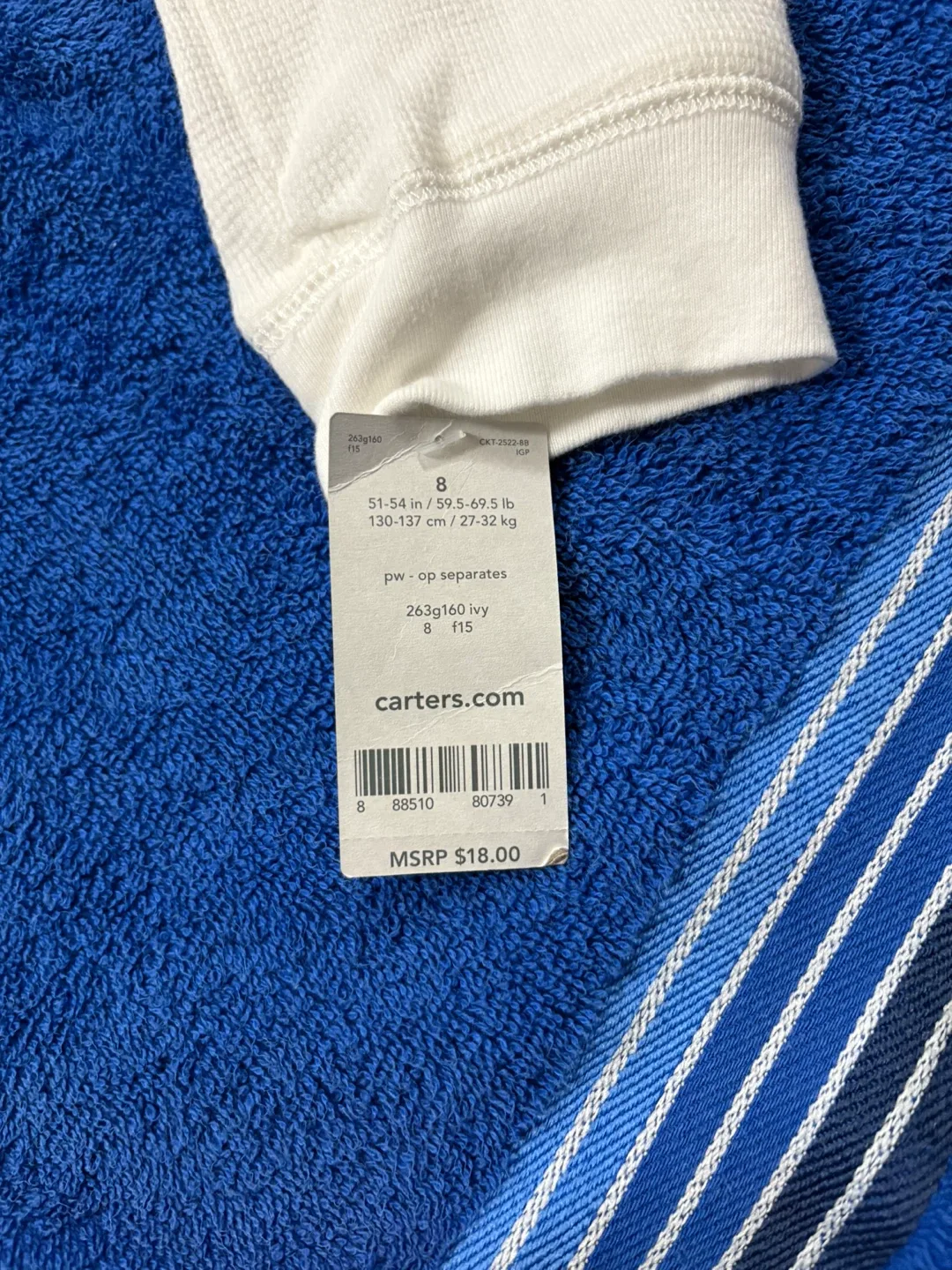 Carter's Size 8 White Long Sleeve Shirt - New image indicator(2)