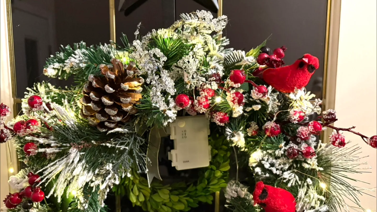 Christmas Wreath with Cardinals & Pine Cones image indicator(3)