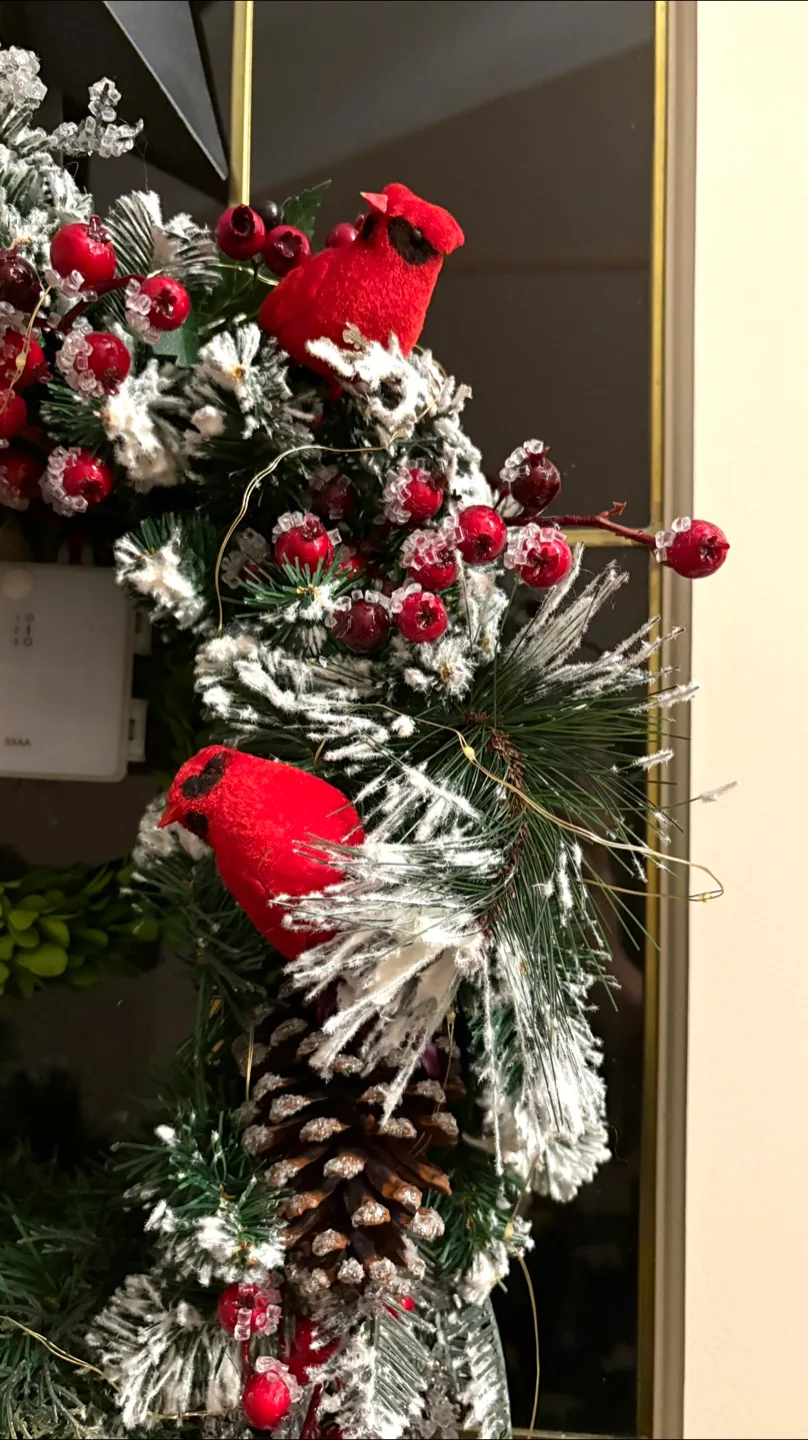 Christmas Wreath with Cardinals & Pine Cones image indicator(5)