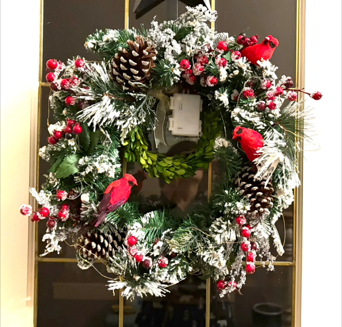 Christmas Wreath with Cardinals & Pine Cones image indicator(6)
