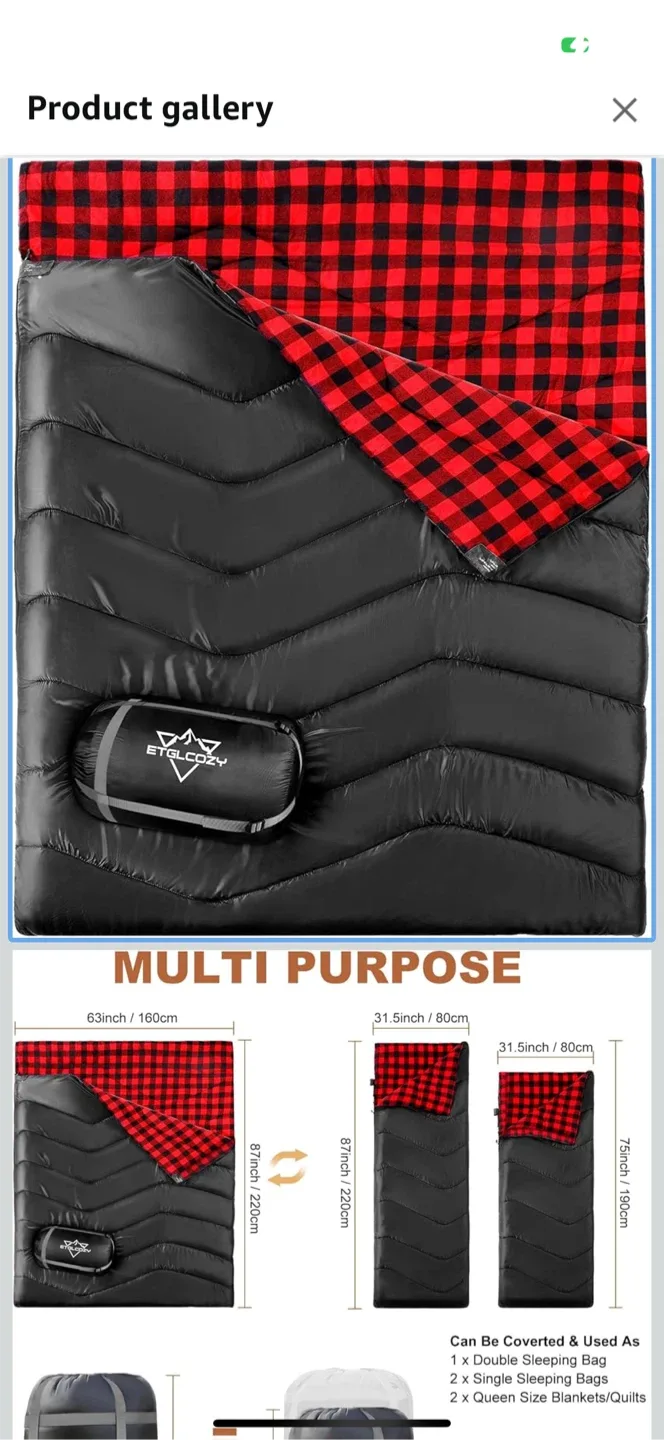 Etolcozy Double Sleeping Bag - Like New! image indicator(4)