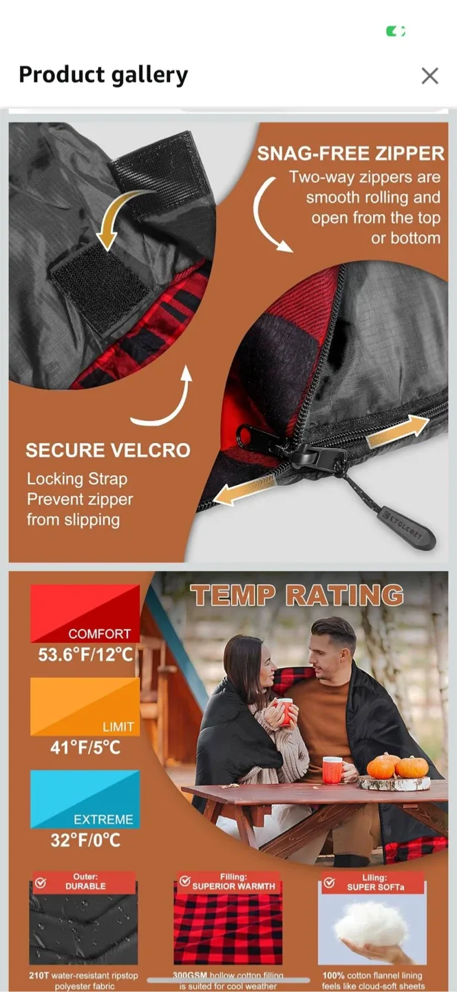 Stolcozy Double Sleeping Bag - Indoor/Outdoor Camping