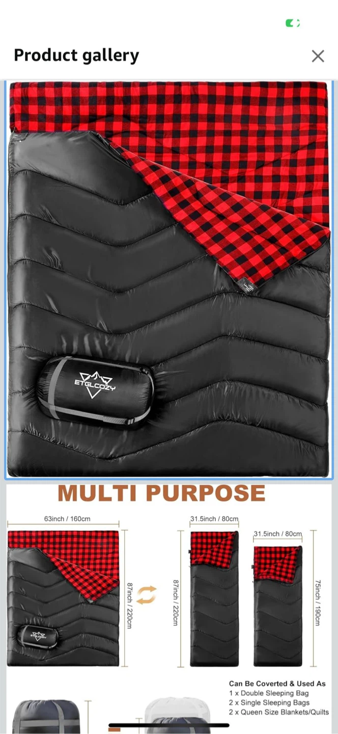 Stolcozy Double Sleeping Bag - Indoor/Outdoor Camping - photo 3