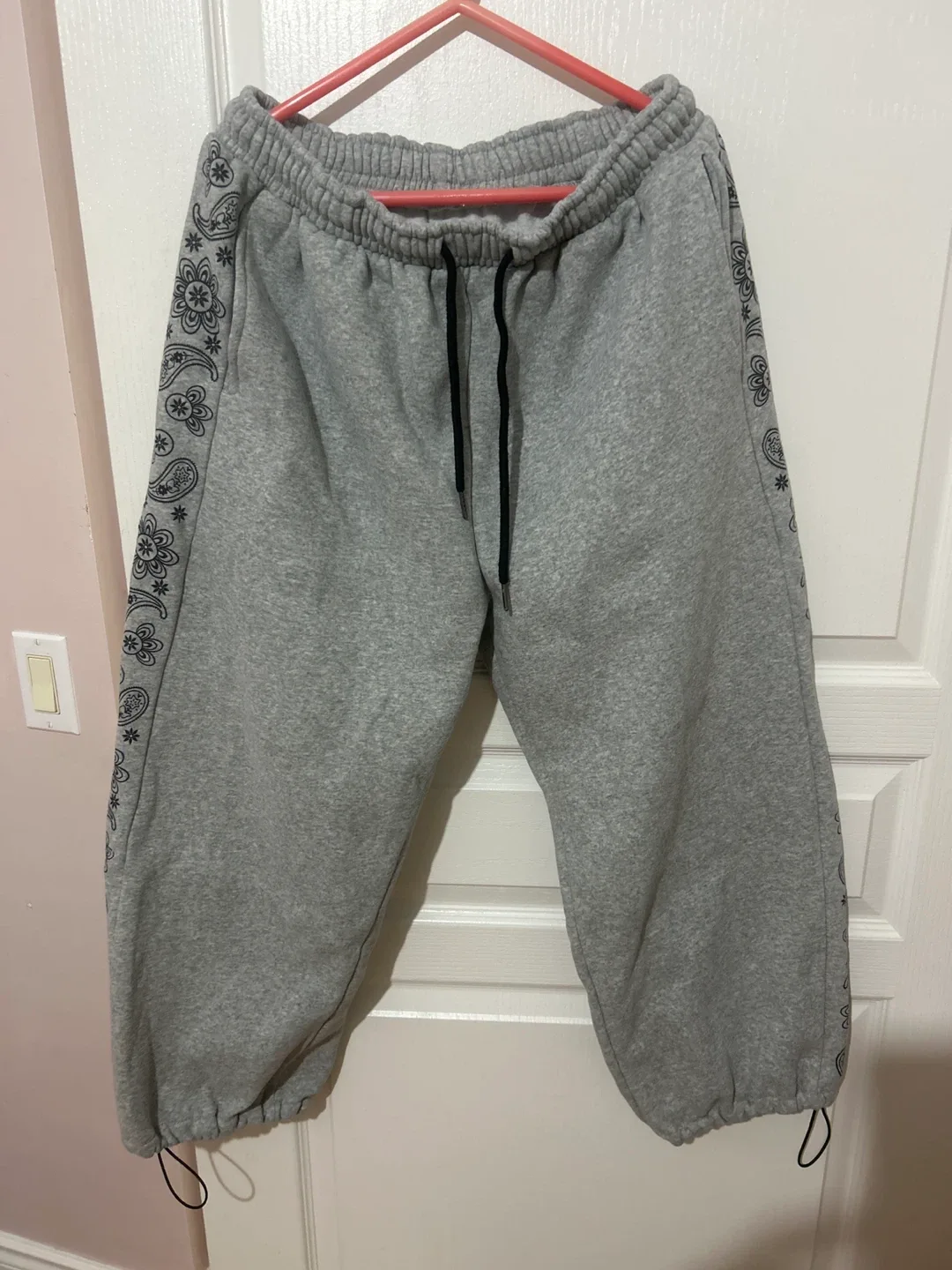 Grey Sweatpants with Paisley Detail