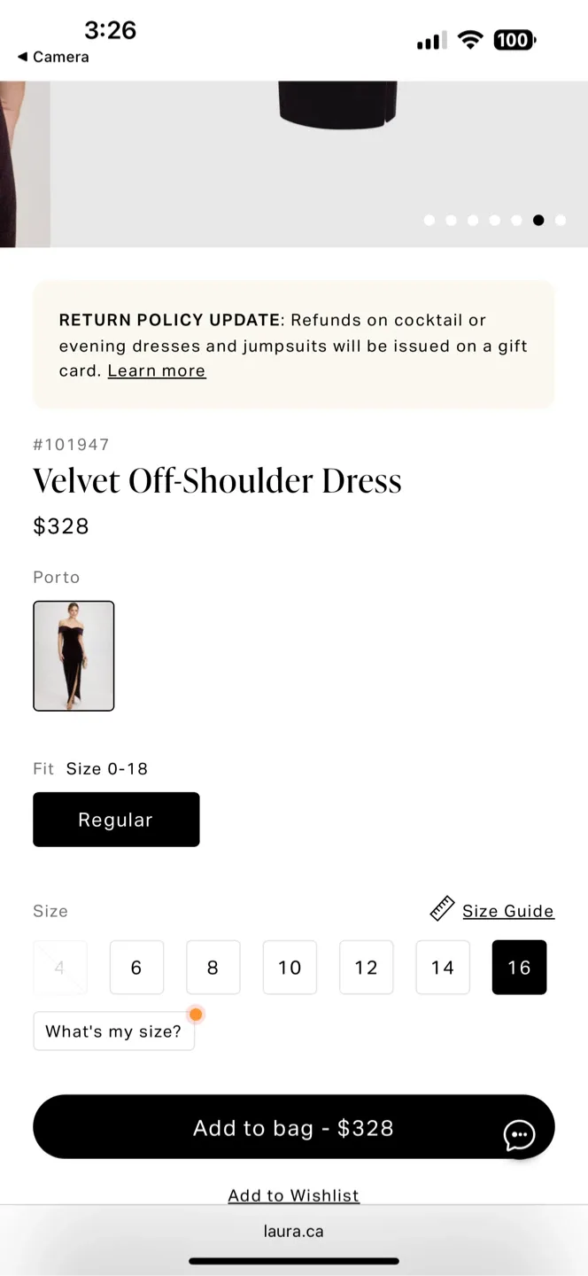 Laura Velvet Off-Shoulder Dress - Size 8 image indicator(6)