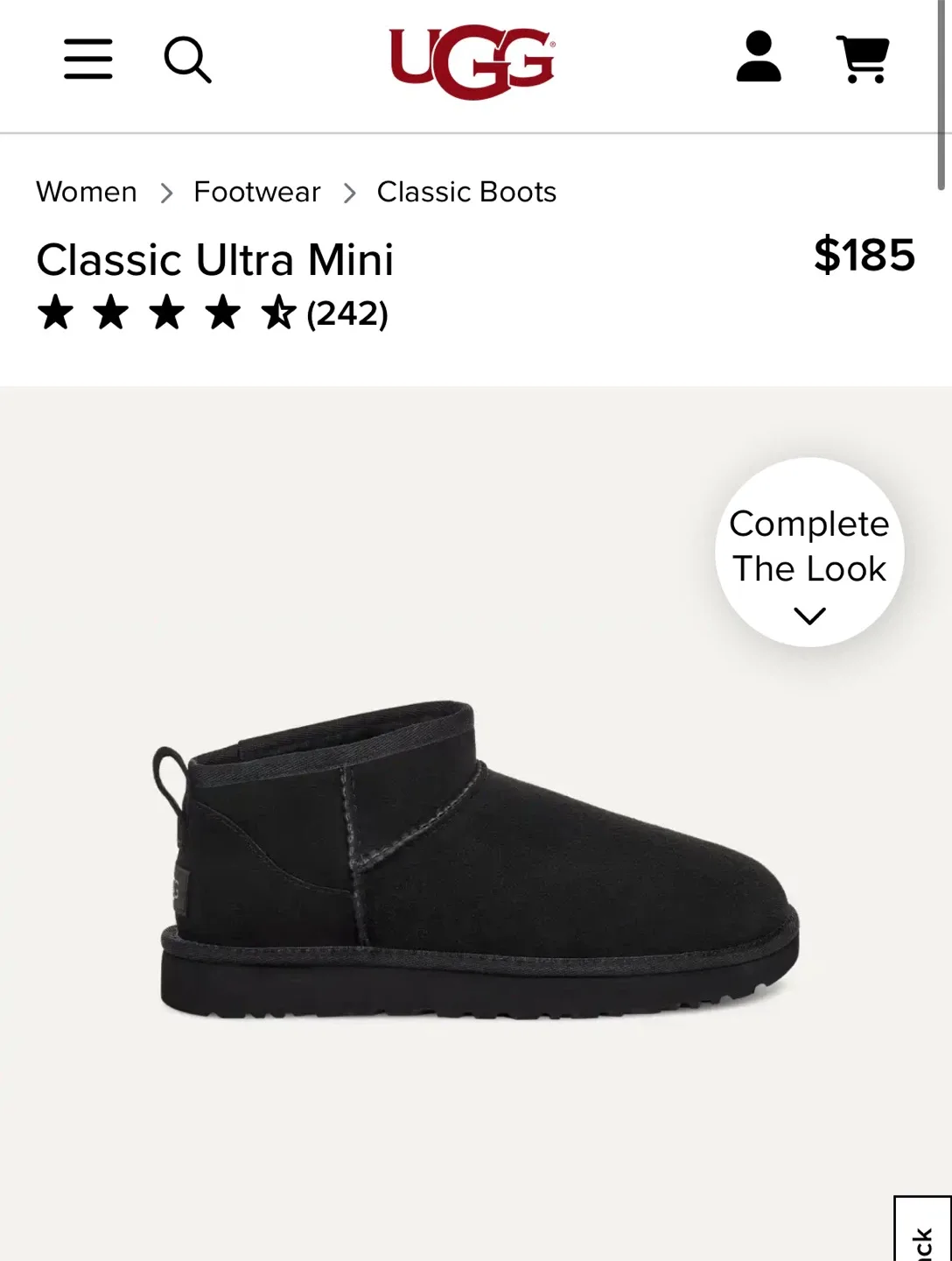 UGG Classic Ultra Mini Black, Women's US 6