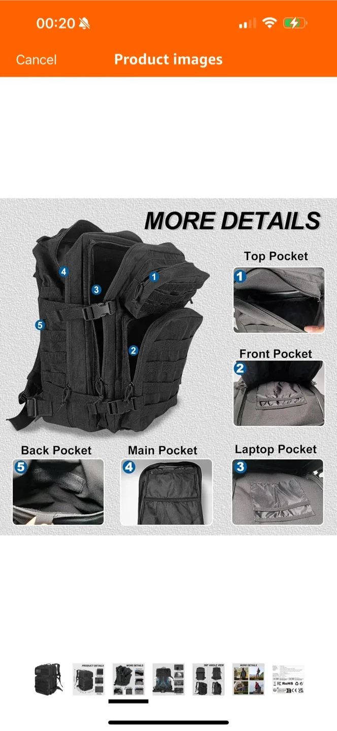 Black Tactical Backpack image indicator(3)