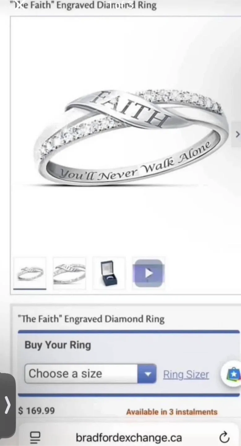 Bradford Exchange "The Faith" Diamond Ring