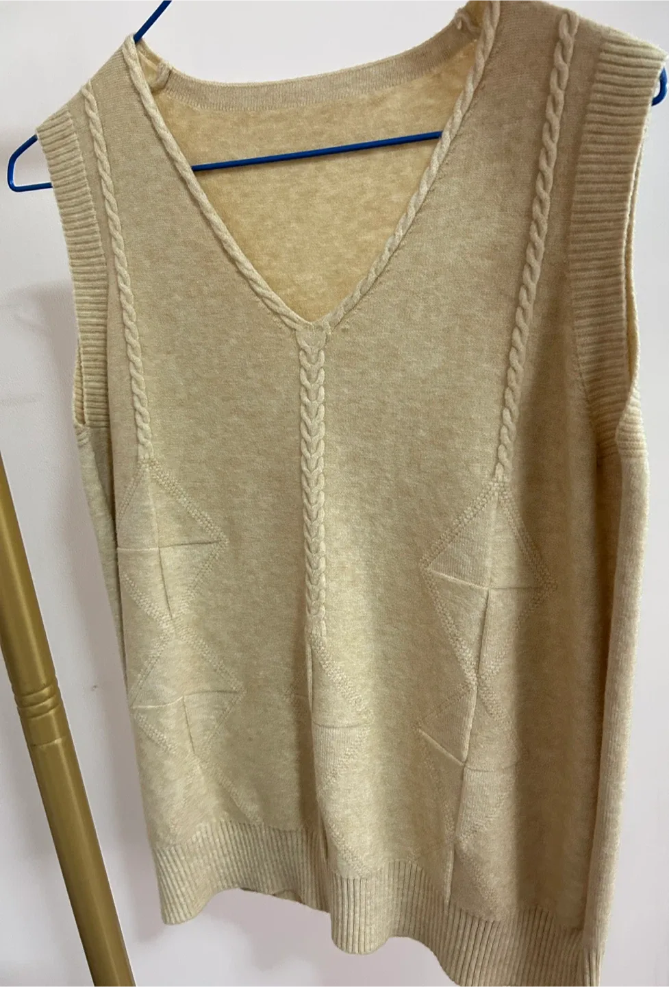 Beige Knitted Sweater Vest