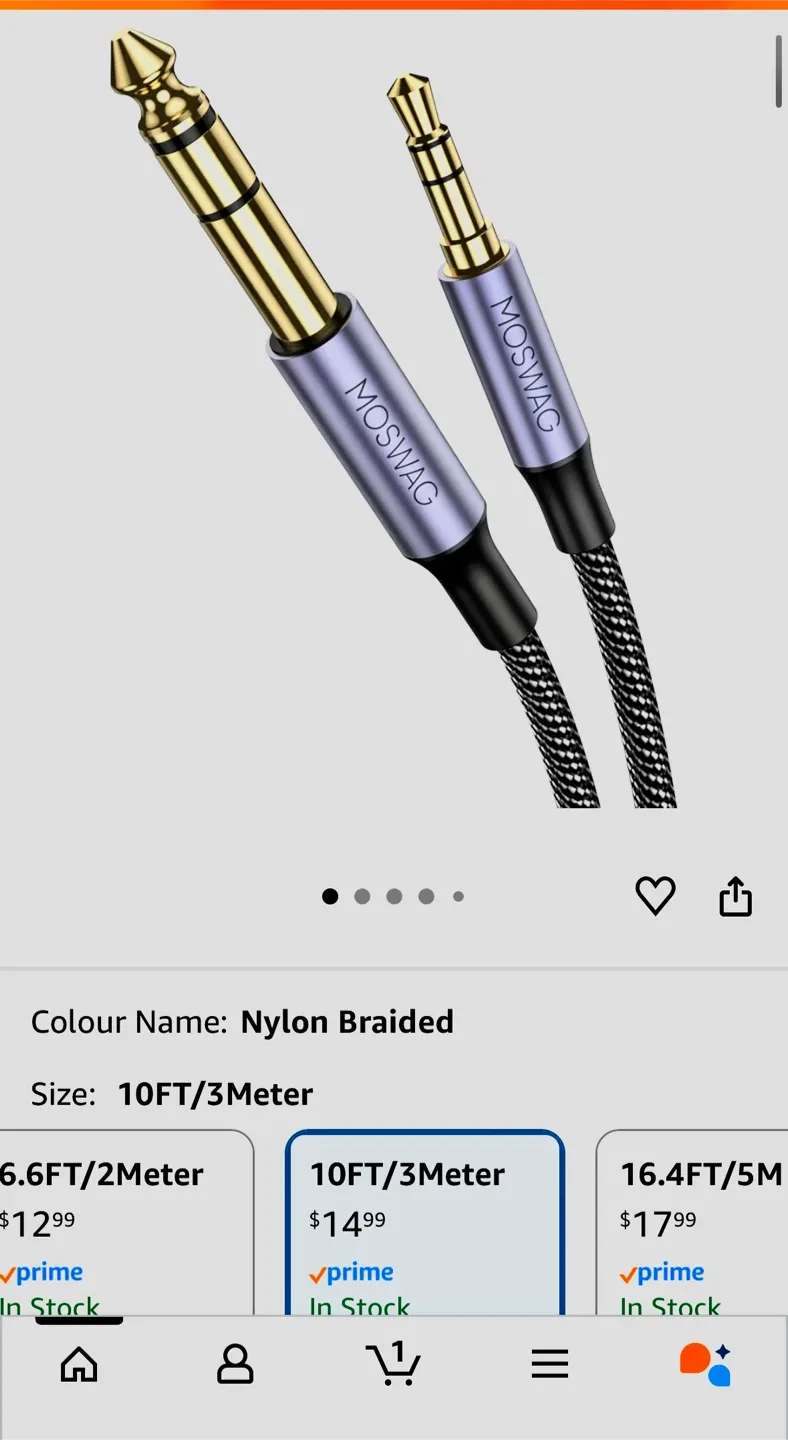 New Gold Plated Aux Cable 3ft image indicator(4)