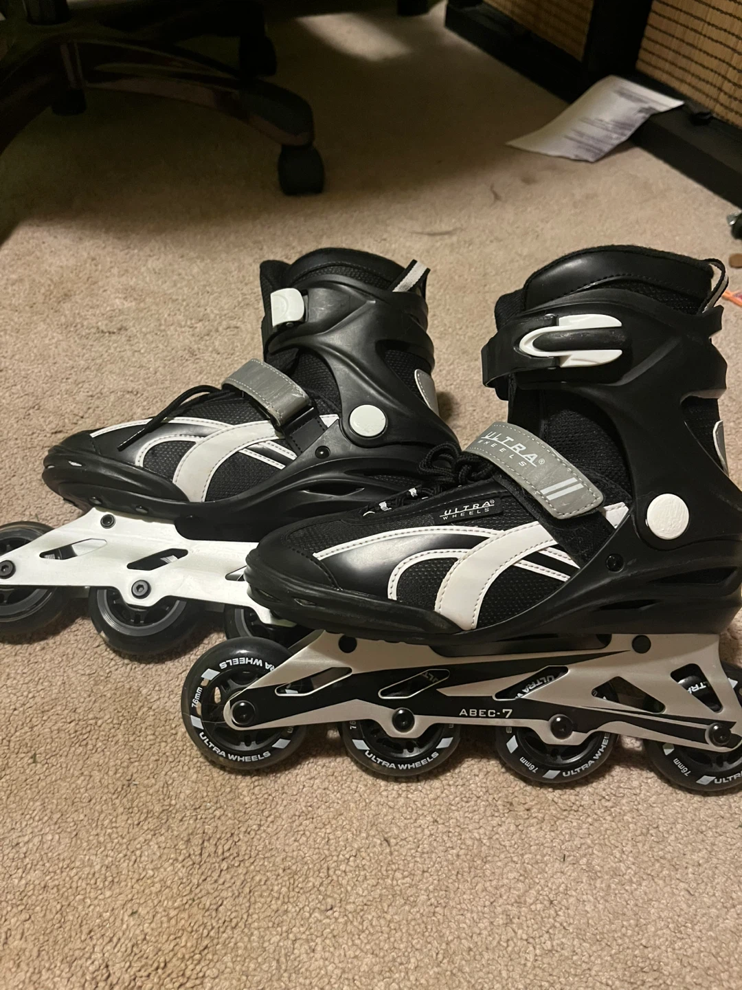 Black & White Ultra Wheels Inline Skates