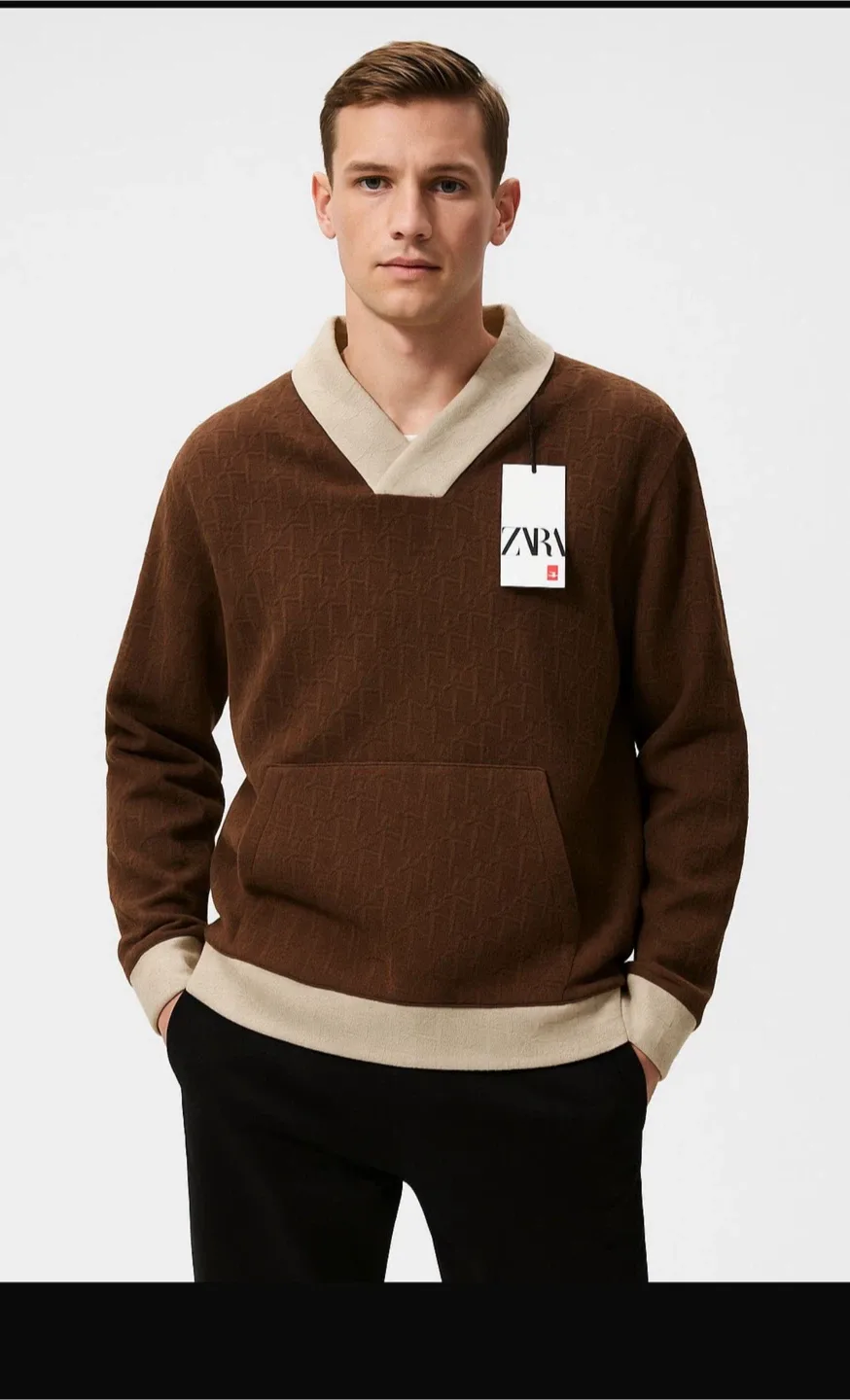 Zara Jacquard Knit Polo Sweater